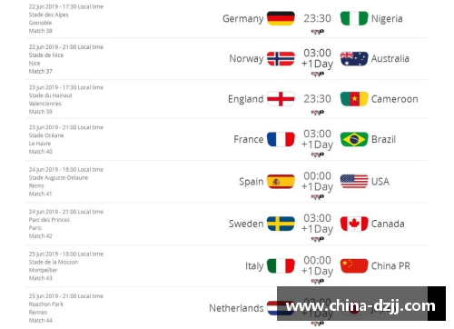 2024中国女足世界杯赛程及比赛时间表